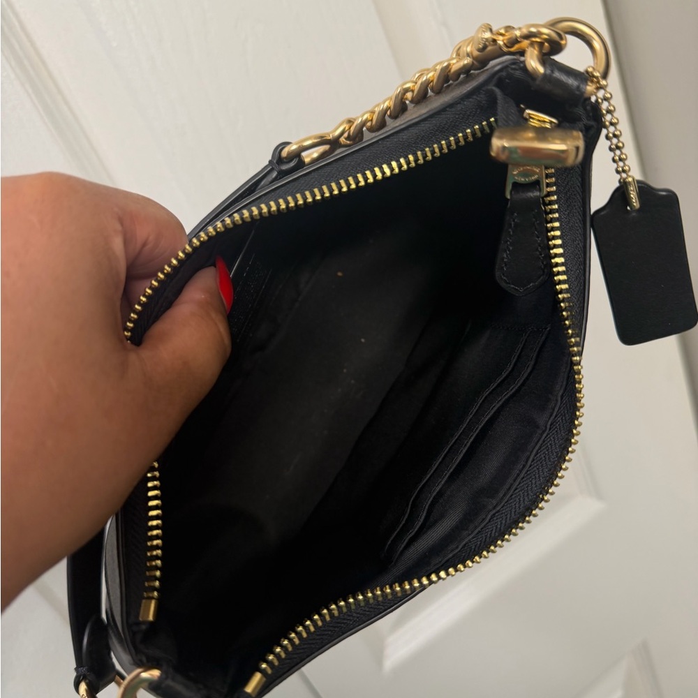 Coach Black and Brown Shoulder Bag with Gold Accents - Picture 3 of 3